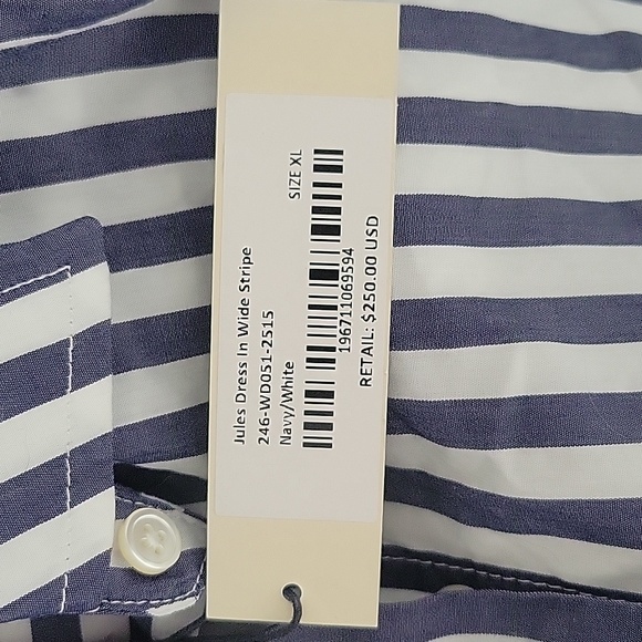 NWT Alex Mill Jules Shirt Dress In Wide Stripe Navy/White Size XL - Picture 7 of 8